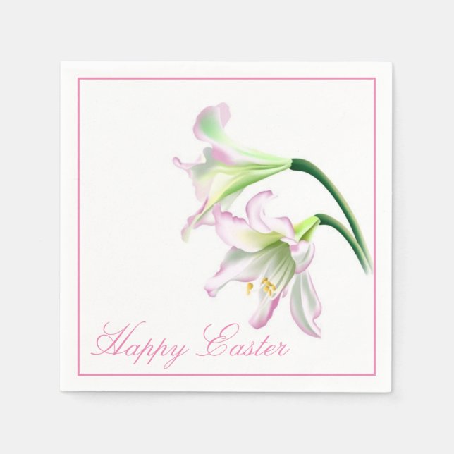 Cocktail Paper Napkins-Easter Lily Napkin (Front)