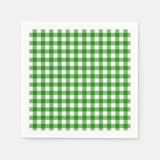 Cocktail Paper Napkins-Green Plaid Napkin (Front)