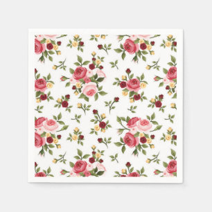 Cocktail Paper Napkins-Pink & Red  Roses Napkin
