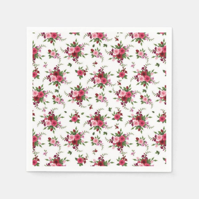 Cocktail Paper Napkins-Pink & Red  Roses Napkin (Front)