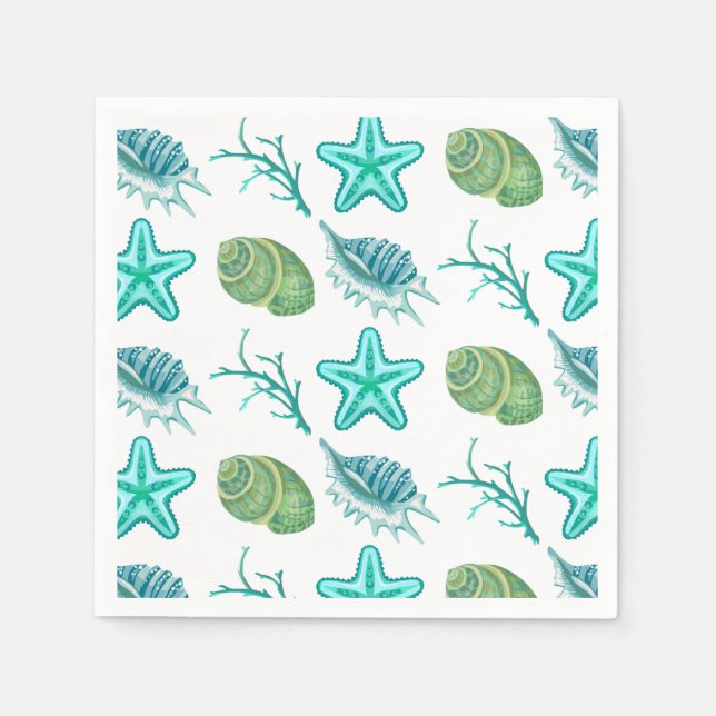 Cocktail Paper Napkins-Shells Napkin (Front)