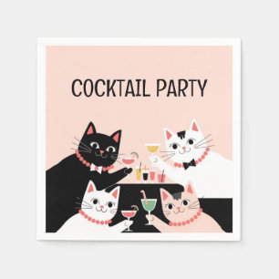 Cocktail party cats retro sophistiacted napkin