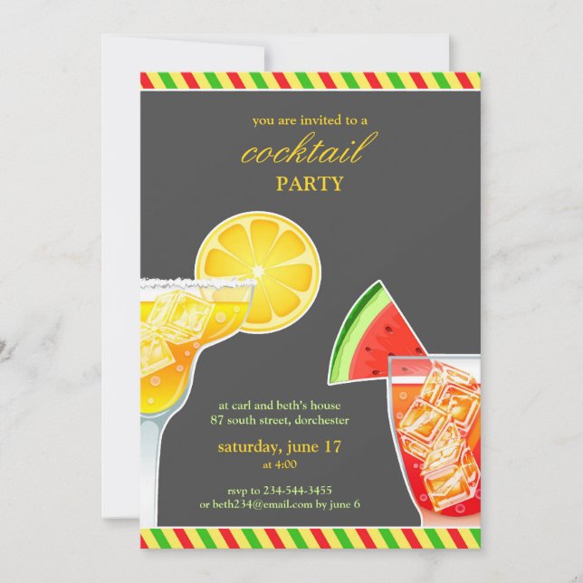 Cocktail Party Drinking Flat Invitation (Front)