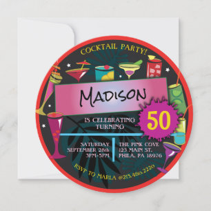 Cocktail Party Fancy Drinks Wine 50th Birthday Invitation