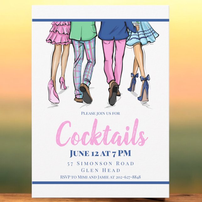 Cocktail Party Fashion Couples Preppy Invitation (Creator Uploaded)