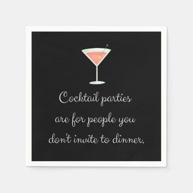 Cocktail party funny napkin black martini (Front)