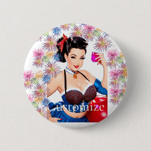 Cocktail Party Girl Thunder_Cove 2 Inch Round Button