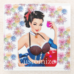 Cocktail Party Girl Thunder_Cove Glass Coaster