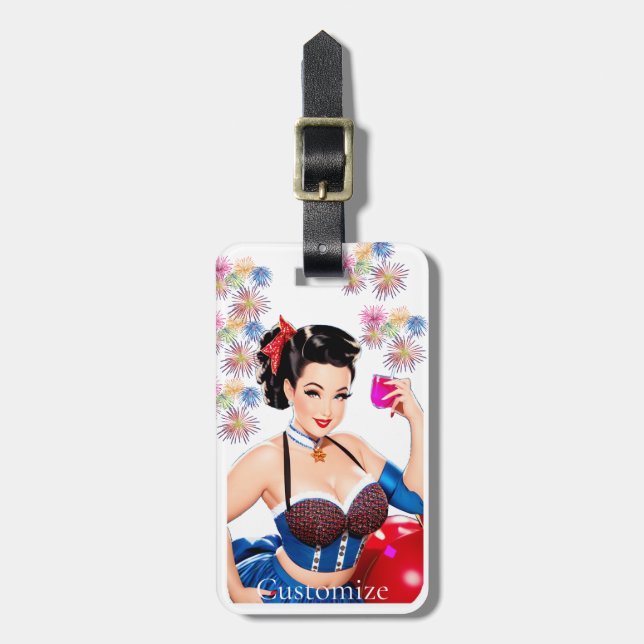 Cocktail Party Girl Thunder_Cove Luggage Tag (Front Vertical)