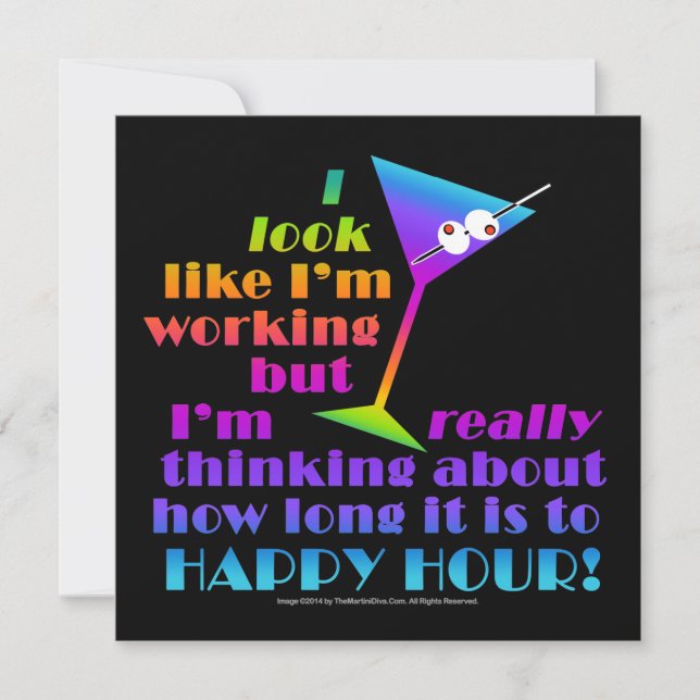 Cocktail Party Invitation - How Long to Happy Hour (Front)