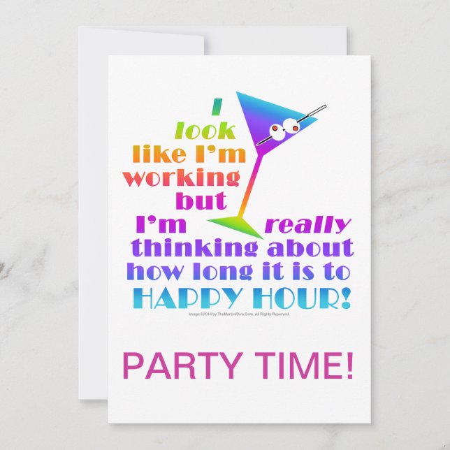 Cocktail Party Invitation - How Long to Happy Hour (Front)