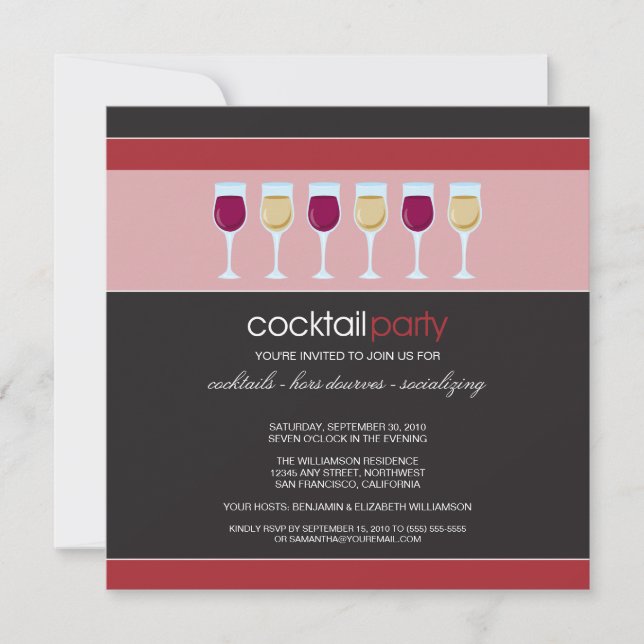 Cocktail Party Invitation Verre à Vin (rouge) (Devant)