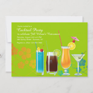 Cocktail Party Invites, YOU PICK BACKGROUND COLOR Invitation