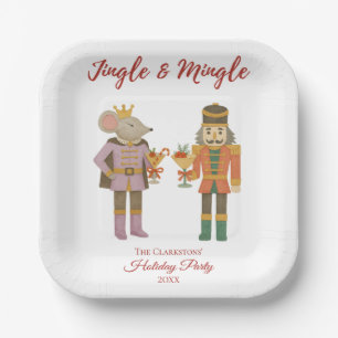 Cocktail Party Jingle Mingle Personalized white Paper Plate