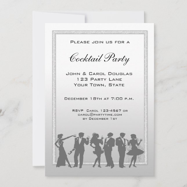 Cocktail Party, People Silhouette Invitation (Front)