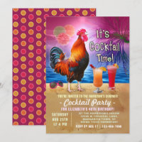 Cocktail Party Tropical Rooster Funny Birthday