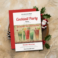 Cocktail Party Vintage Red Green Christmas Party