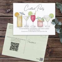 Cocktail Party Watercolor Drinks Invitation