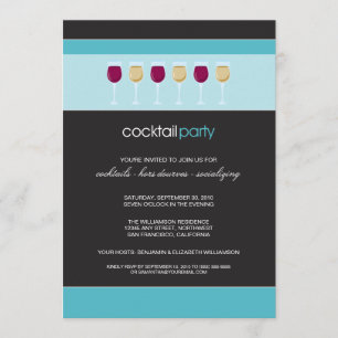 Cocktail Party Wine Glass Invitation (aqua)