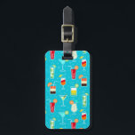 Cocktail Pattern on Teal Background Luggage Tag<br><div class="desc">Seamless pattern background with alcohol cocktail drinks of martini margarita tequila vodka vector illustration © and ® Bigstock® - All Rights Reserved.</div>