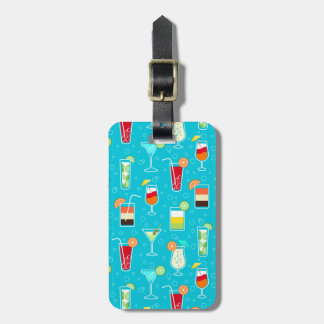 Cocktail Pattern on Teal Background Luggage Tag