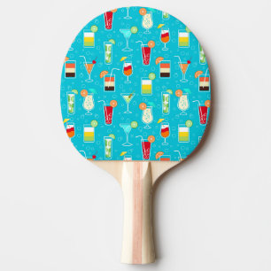Cocktail Pattern on Teal Background Ping Pong Paddle