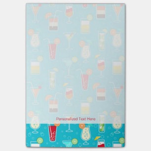 Cocktail Pattern on Teal Background Post-it Notes