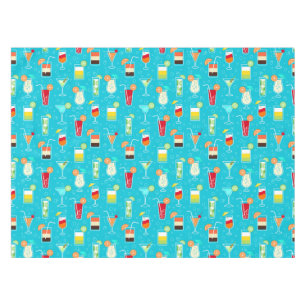 Cocktail Pattern on Teal Background Tablecloth