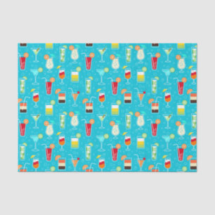 Cocktail Pattern on Teal Background Tissue Paper