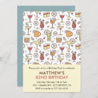 Cocktail Pattern Retro Champagne 82nd birthday