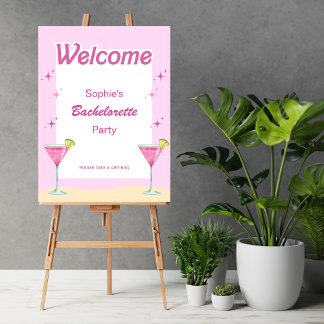 Cocktail Pink Party Bachelorette Affiche de bienve