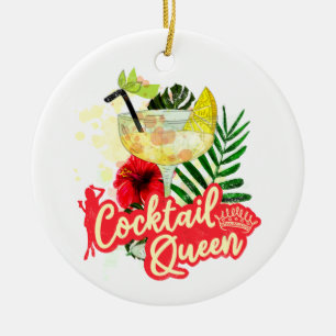 Cocktail Queen Vintage Hen Bachelorette Party Ceramic Ornament