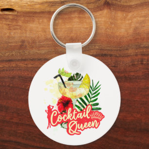 Cocktail Queen Vintage Hen Bachelorette Party Keychain