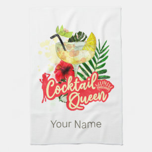 Cocktail Queen Vintage Hen Bachelorette Party Kitchen Towel