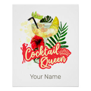 Cocktail Queen Vintage Hen Bachelorette Party Poster