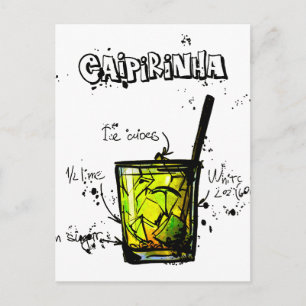 Cocktail Recipe Caipirinia Postcard