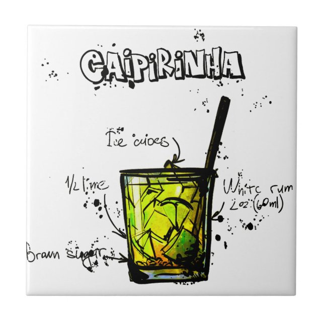 Cocktail Recipe Caipirinia Tile (Front)