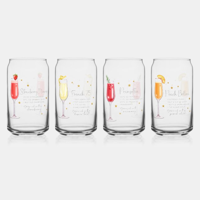 Cocktail Recipe Set 4 Can Glass (Front)