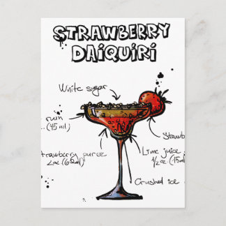 Cocktail Recipe Strawbeery Daiquiri Postcard