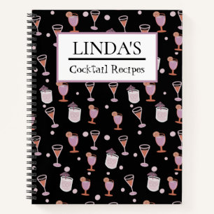 Cocktail Recipe Trendy Black Notebook