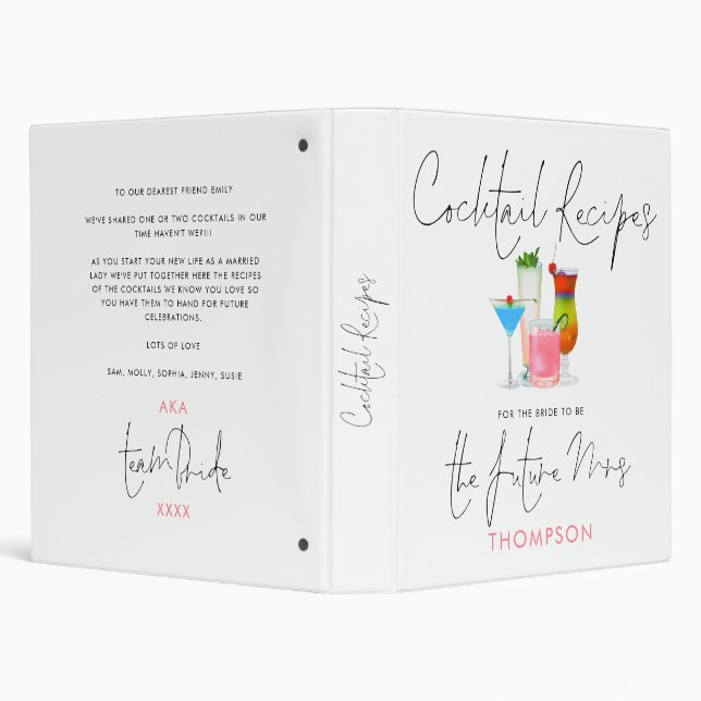Cocktail Recipes for The Future Mrs Elegant Script Binder (Background)