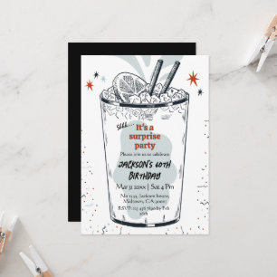 Cocktail retro drink themed 60th surprise Birthday Invitation
