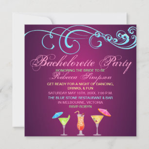 Cocktail rose Heure Bachelorette Fête Invitation