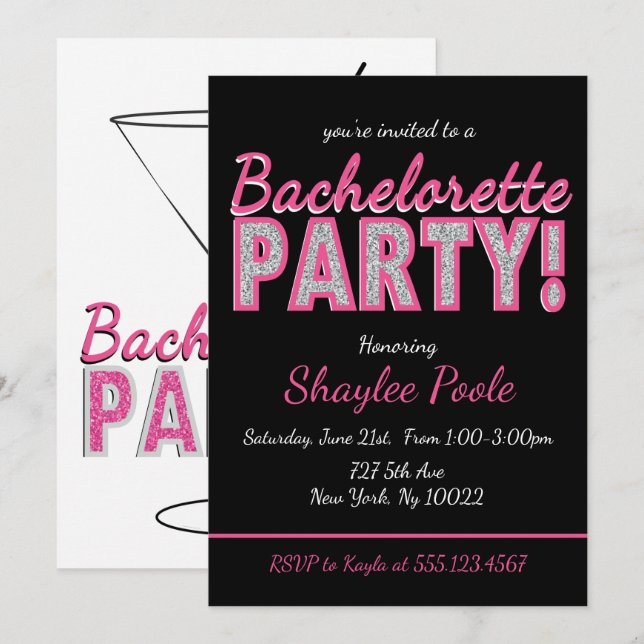 Cocktail rose, invitations de partie de (Devant / Derrière)