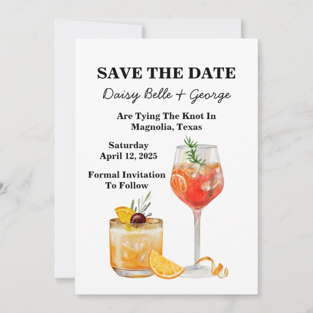 Cocktail Save The Date Engagement Invitation (Front)