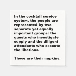 Cocktail service system cocktail napkin