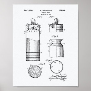 Cocktail Shaker 1934 Patent Art White Paper Poster
