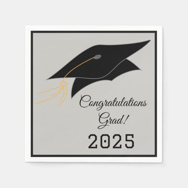 Cocktail Size-Graduation Cap Napkins (Front)