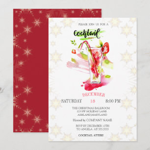 Cocktail Snowflakes Christmas Party Invitation