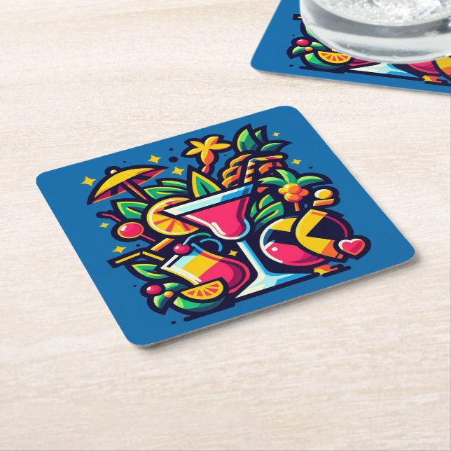 Cocktail  square paper coaster (Angled)
